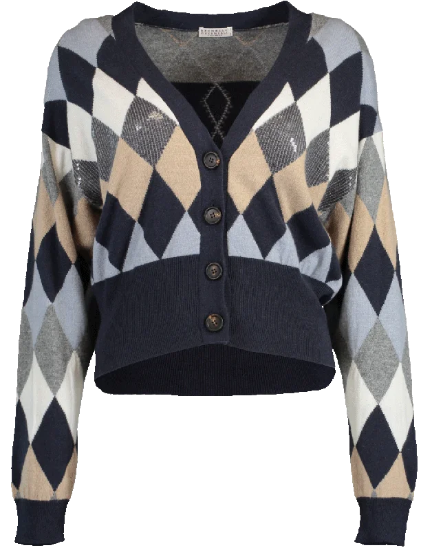 Argyle V-Neck Cardigan