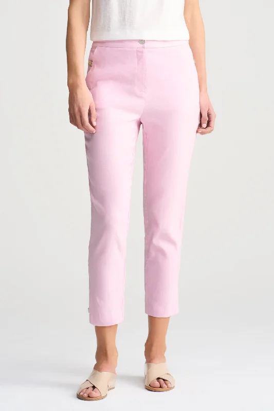 Tab Detail Linen Pant - Pink Lilac