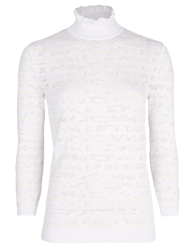 Lace Insert Turtleneck Top