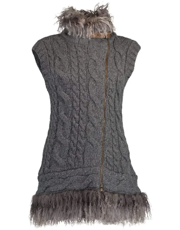 Cashmere Vest with Shearling Collar