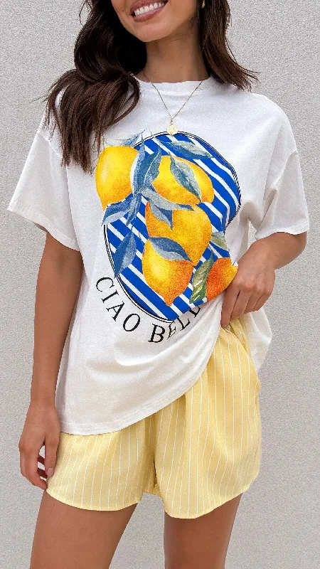 Ciao Bella Top and Shorts Set - White/Yellow