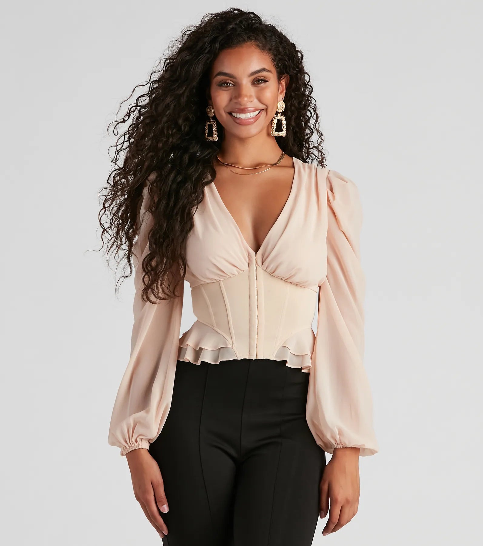 Chic Charm Chiffon Peplum Corset Top