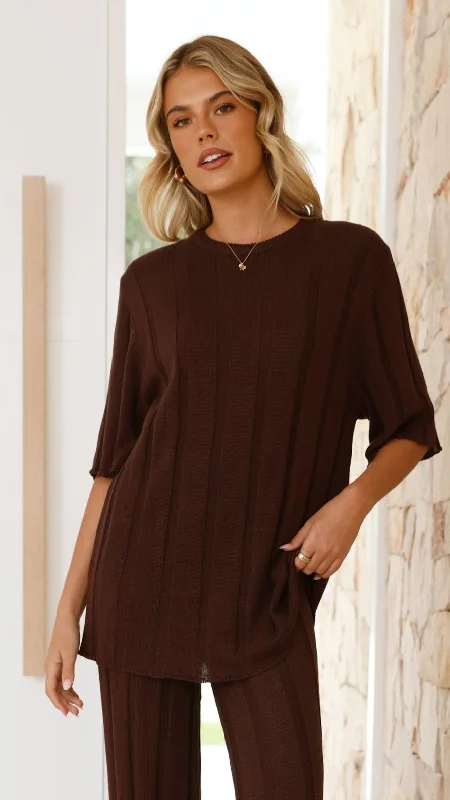 Bayu Knit Top - Brown