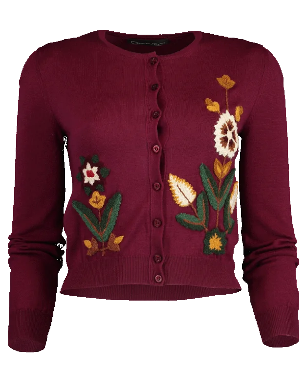 Embroidered Crewneck Cardigan