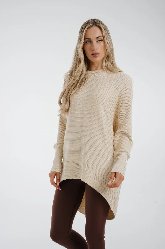 Taylor Button Cuff Jumper In Cream