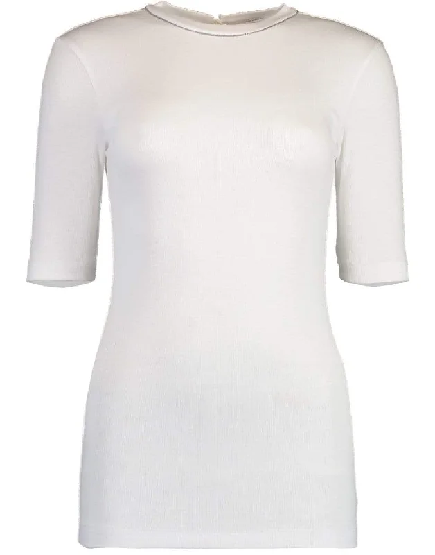 Cotton Ribbed Elbow Sleeve Top