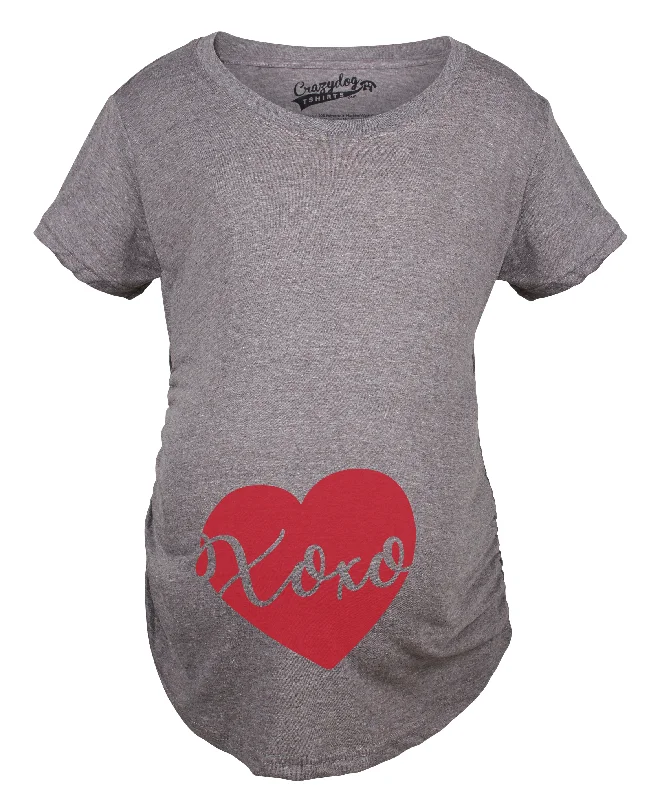 XOXO Script Heart Maternity T Shirt