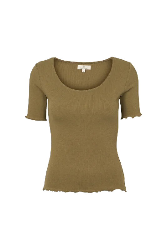 Ludmilla Scallop Tee SS - Martini Olive