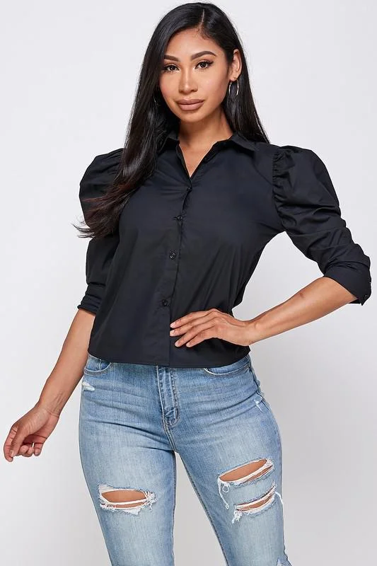 Puff 3/4 Sleeve Button Down