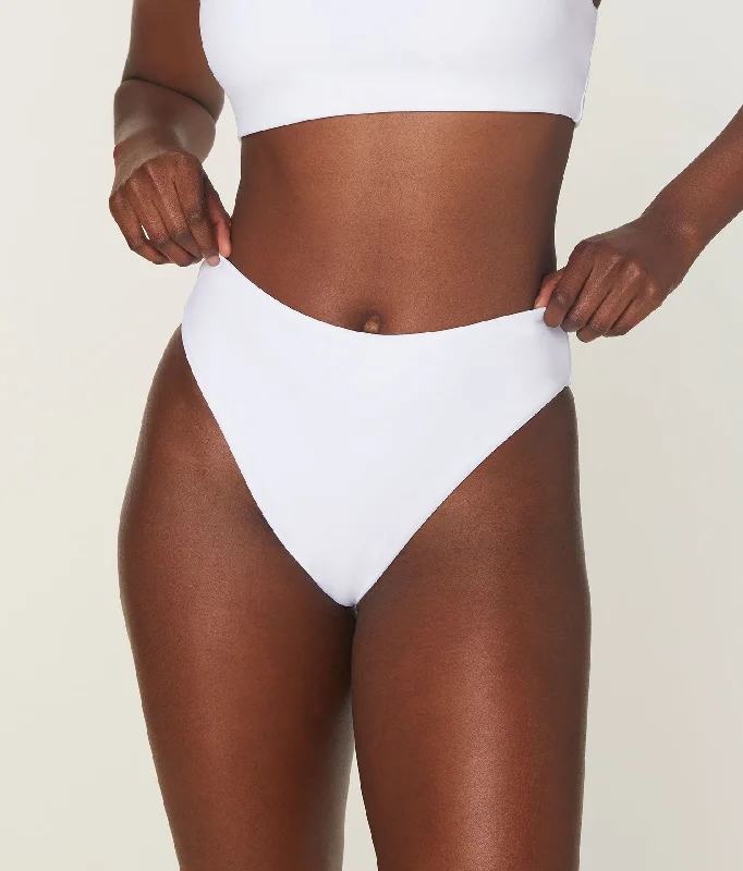 The 90s High Waist Bikini Bottom - Eco Nylon - White