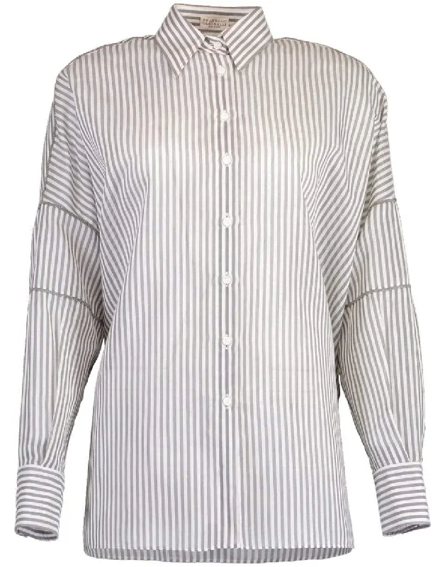 Monili Trim Pinstripe Tunic Shirt