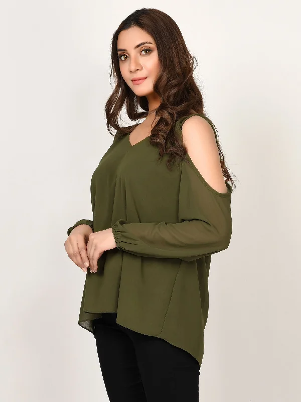 Cold Shoulder Chiffon Top