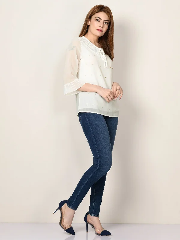 Pleated Chiffon Top