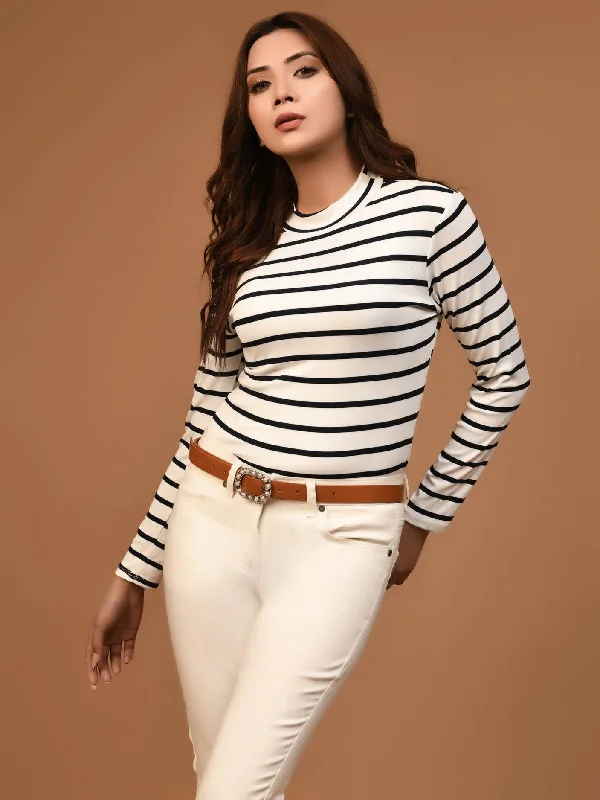 Striped Mockneck Top