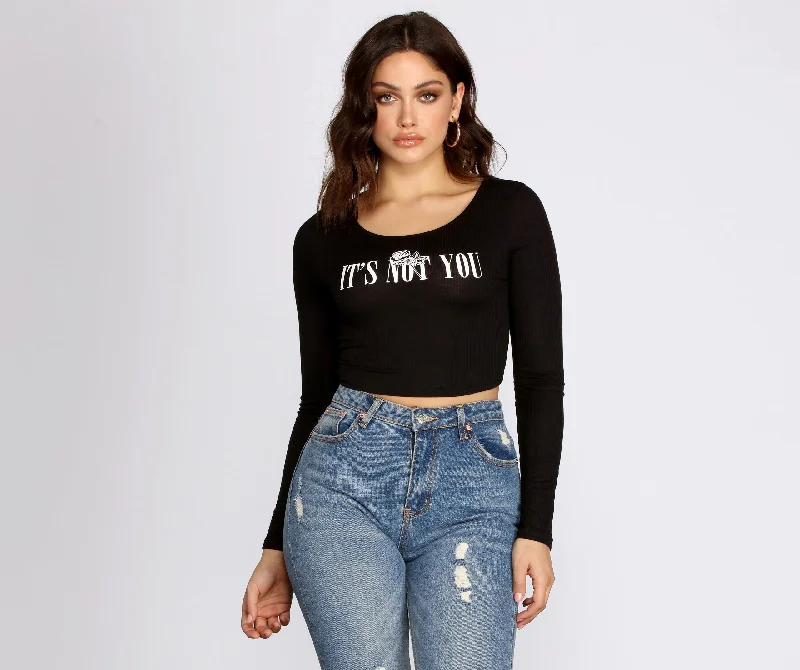 It's Not You Long Sleeve Crop Top