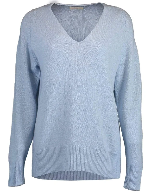 Powder Blue Marled V-Neck Knit