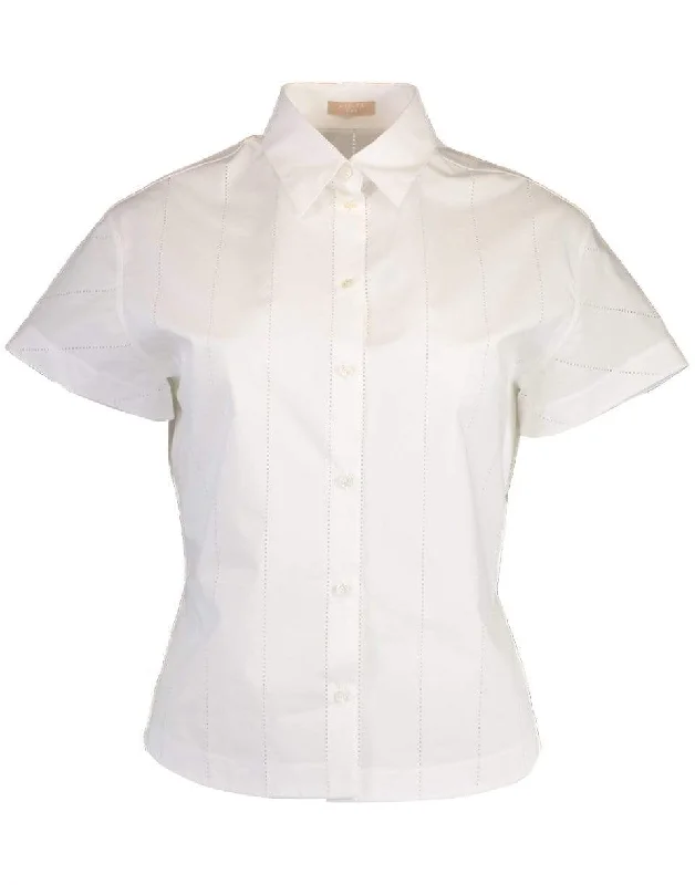 Short Sleeve Collared Button Down Blouse