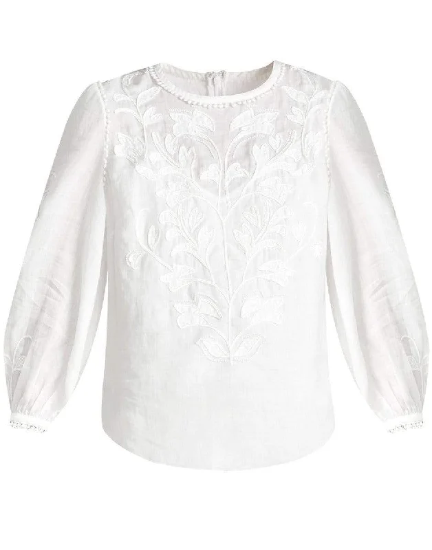 White Maryana Embroidered Top