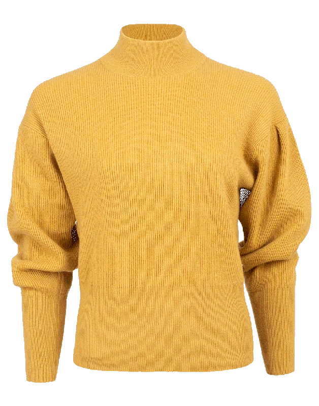 Ribbed Cashmere Mock Neck Pullover