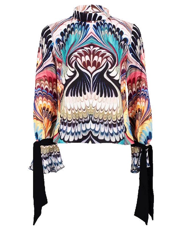 Tie Sleeve Print Top