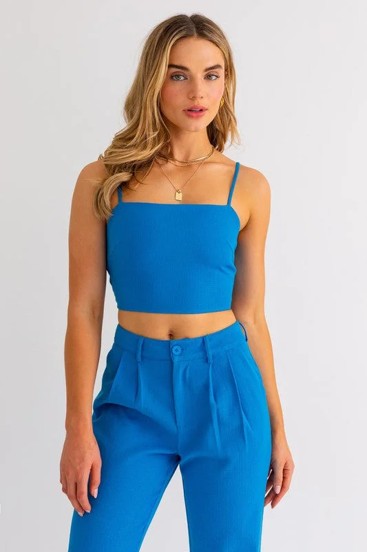 Sapphire Splash Sleeveless Crop Top - Final Sale