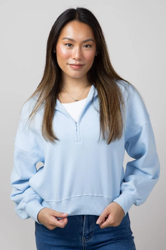 1897 Active ¼ Zip Mock Neck Pullover for Women in Blue | JK240-BLUE