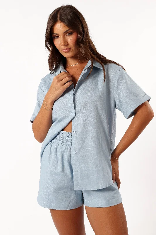 Yuma Button Down Top - Blue