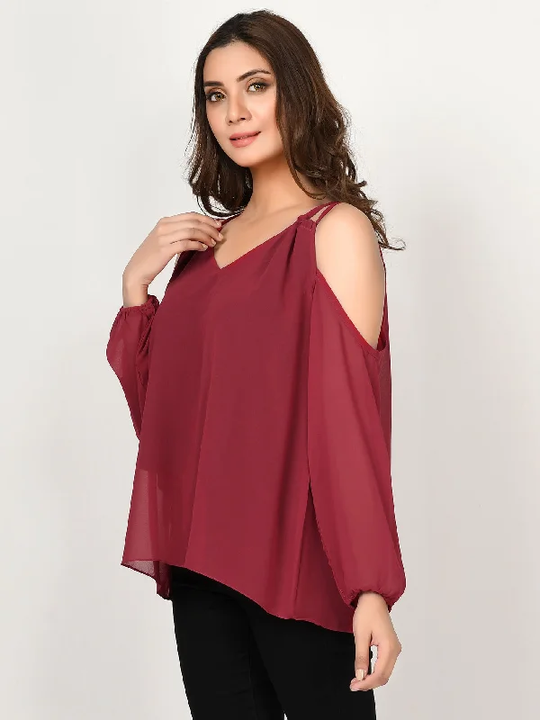 Cold Shoulder Chiffon Top