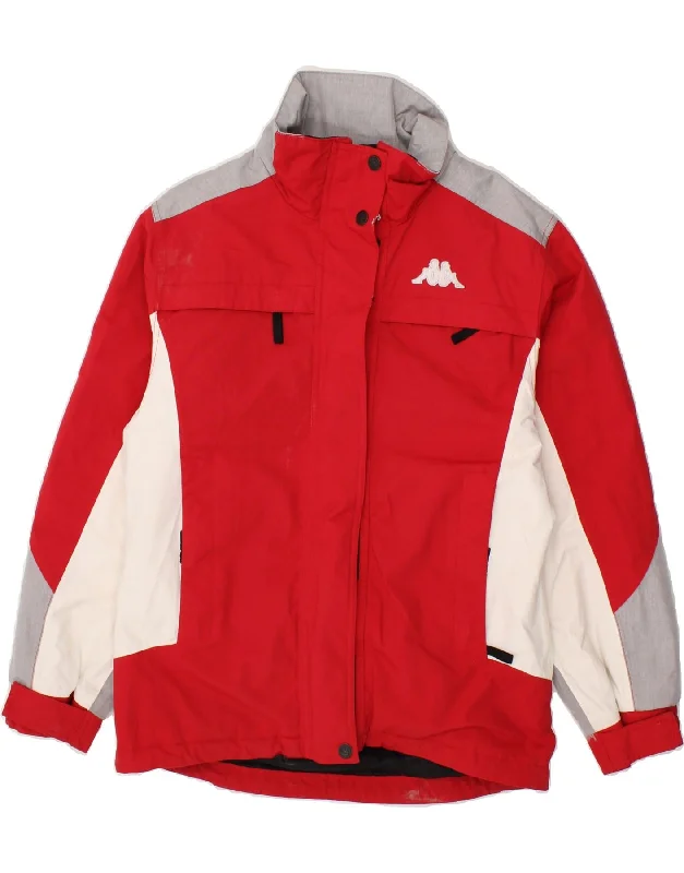 KAPPA Womens Windbreaker Jacket UK 16 Large Red Colourblock Polyester