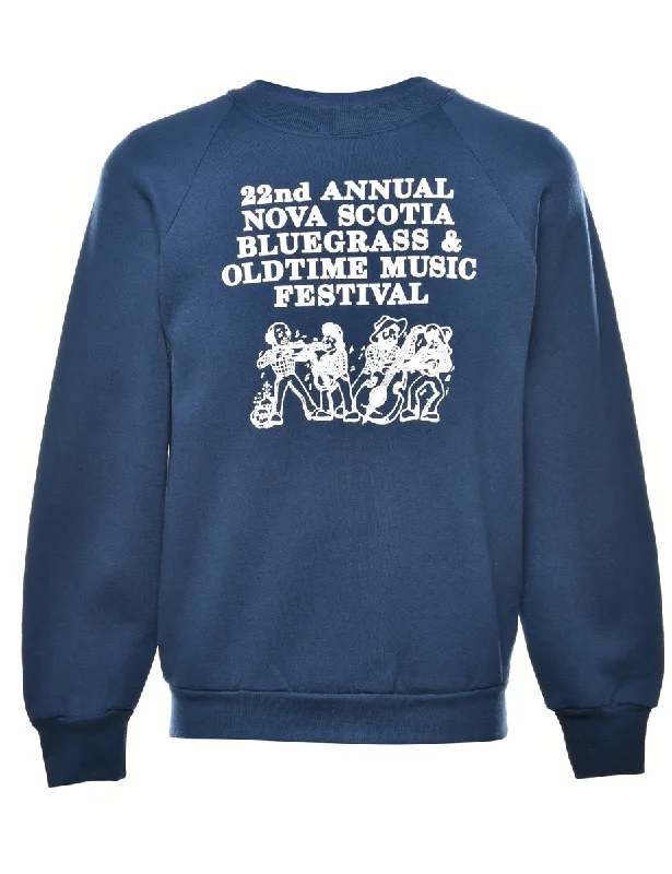 Navy Printed Sweatshirt - M