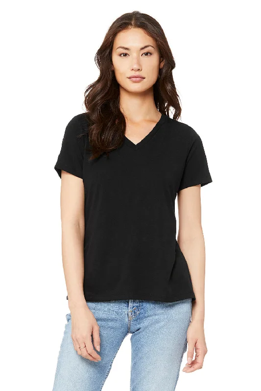 Bella + Canvas Womens Short Sleeve V-Neck T-Shirt - Solid Black