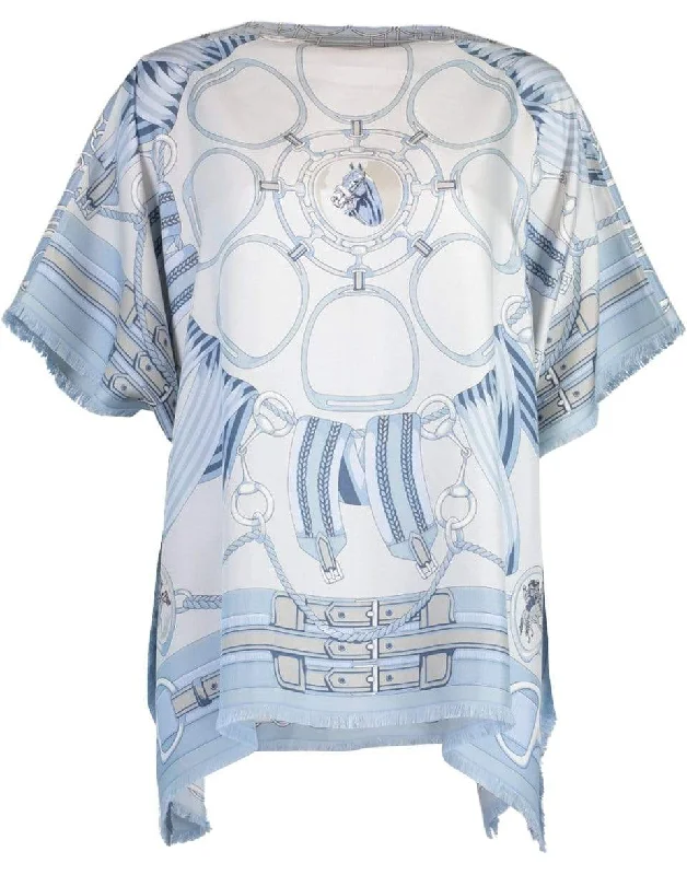 Light Blue Reversible Silk Scarf Top