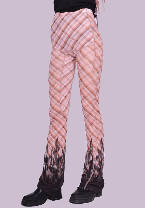 KNWLS SS24-HL0MCHP HALCYON LEGGINGS MOTO CHECK PINK