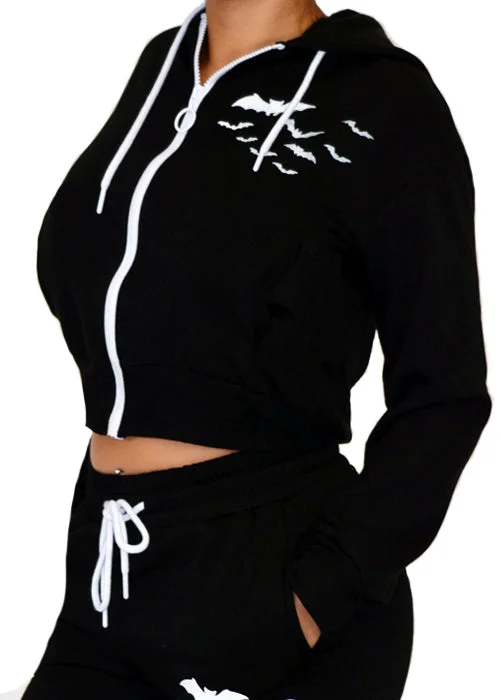 Bat Gang Cropped Zipup Hoodie