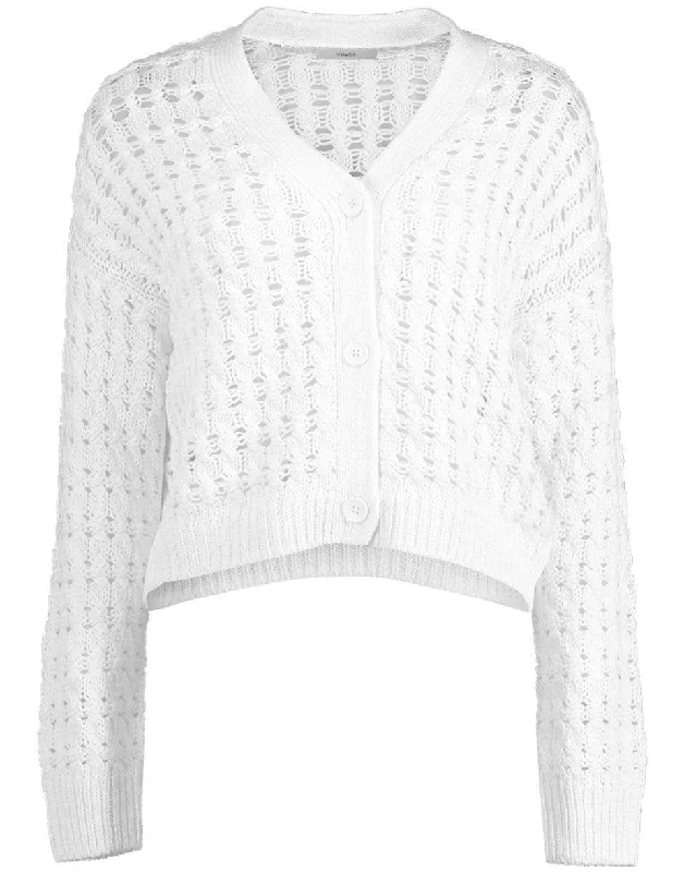 White Open Cable Cardigan