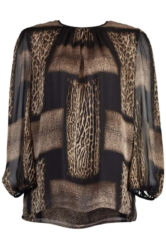 Snake and Leopard Patchwork Blouse