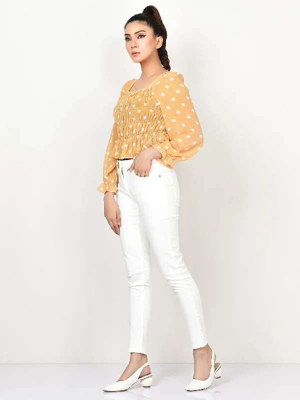 Elasticized Chiffon Top