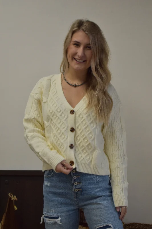 Ivory Cropped Button-Down Sweater