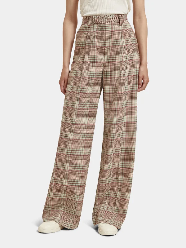 Rose high-rise pleated wide-leg pants