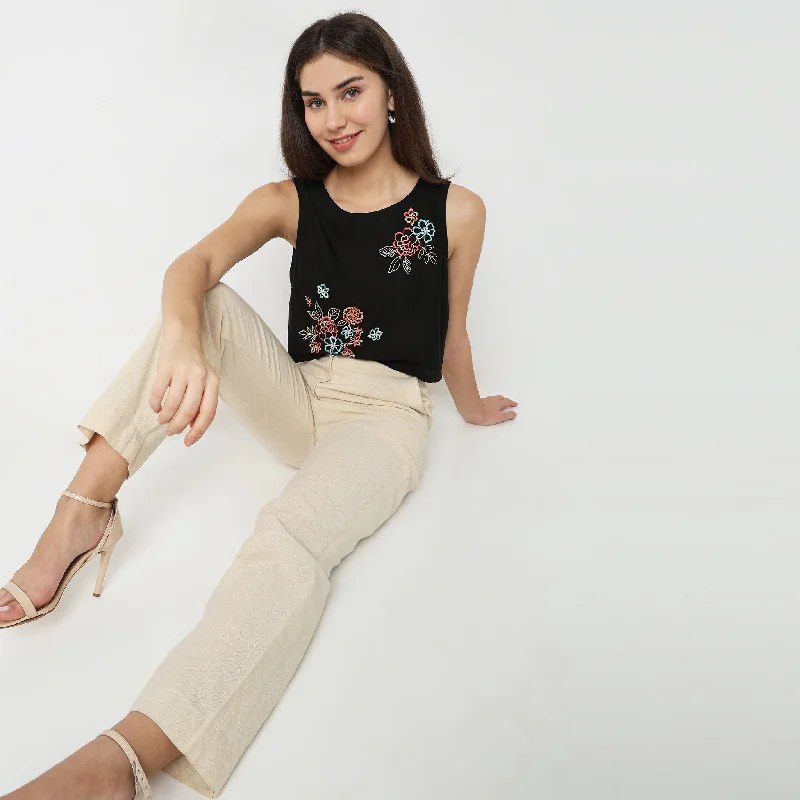 Boxy Fit Embroidered Crop Top