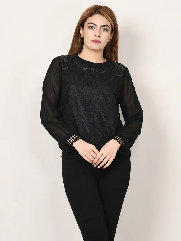 Embroidered Net Chiffon Top