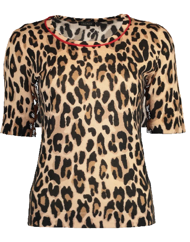 Sanimo Leopard Print Knit Top