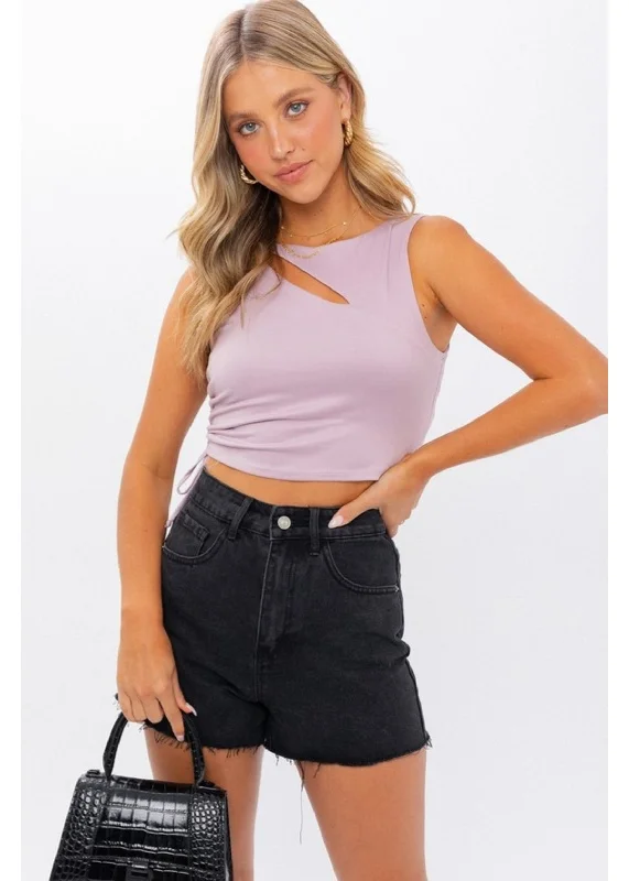 Lilac Ruched Sleeveless Top - Final Sale