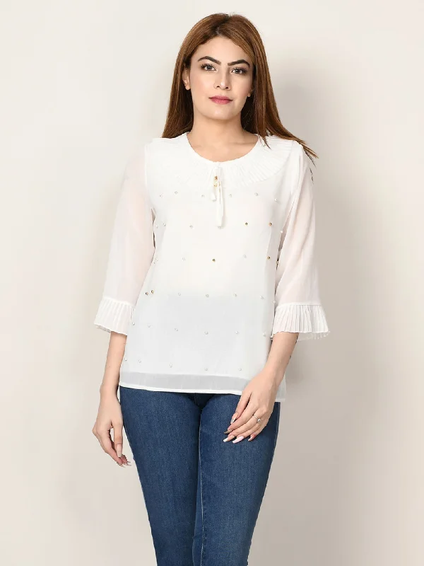 Pleated Chiffon Top