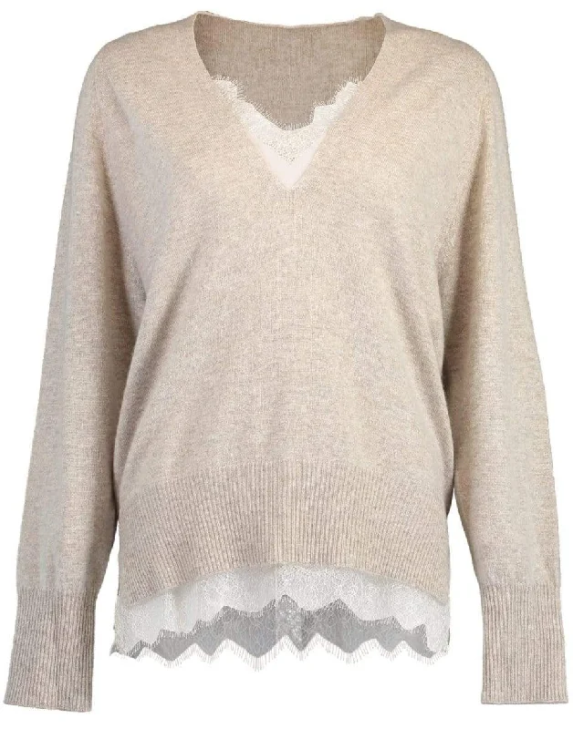 Melange Lace Vee Looker Pullover