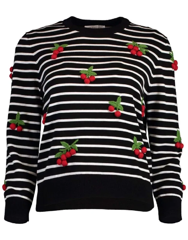 Cherry Embellished Pullover Sweater