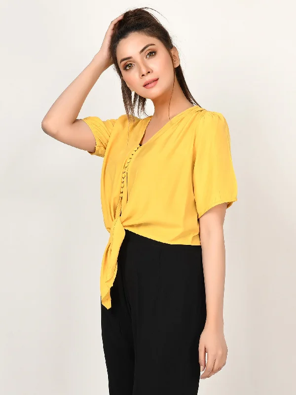 Buttoned Viscose Crop Top