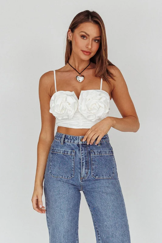 Romina Rose Bust Crop Top Ivory