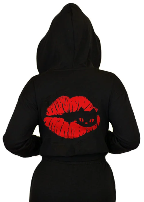 Kiss Meow Cropped Hoodie